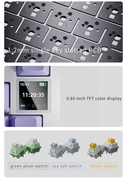 AJAZZ AK820 Pro Wireless Mechanical Gaming Keyboard Tri-Mode RGB Hot-Swappable 82-Key Compact Keyboard for PC, Mac & Laptop