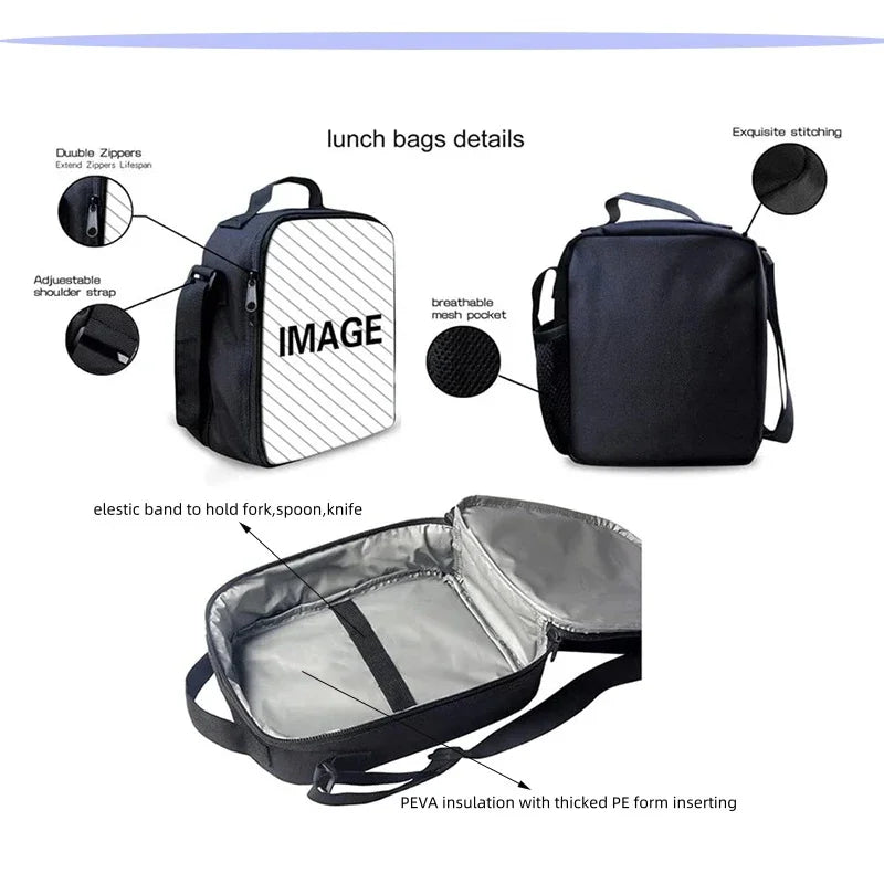Hot Game Child Backpacks Lunch Bag Pencil Case Pupil Large Capacity School Bags Design-F-FortniteS For Boy Girl Best Gift