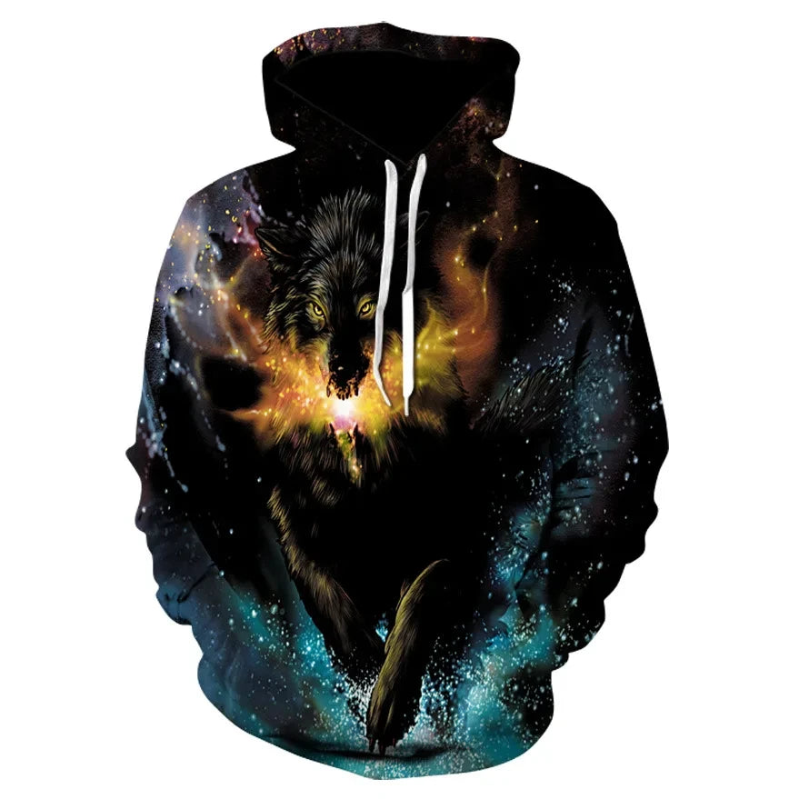 Anime-Sweatshirt mit wildem Wolfskopf, 3D-bedruckter Hoodie für Herren/Damen, modische Harajuku-Kleidung für Kinder und Herren-Mantel