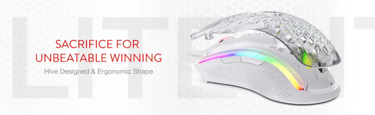 Redragon M808 Storm Lightweight RGB Gaming Mouse, Wired USB Gaming Mouse with 12,400 DPI Optical Sensor, 7 Programmable Buttons for PC Gaming