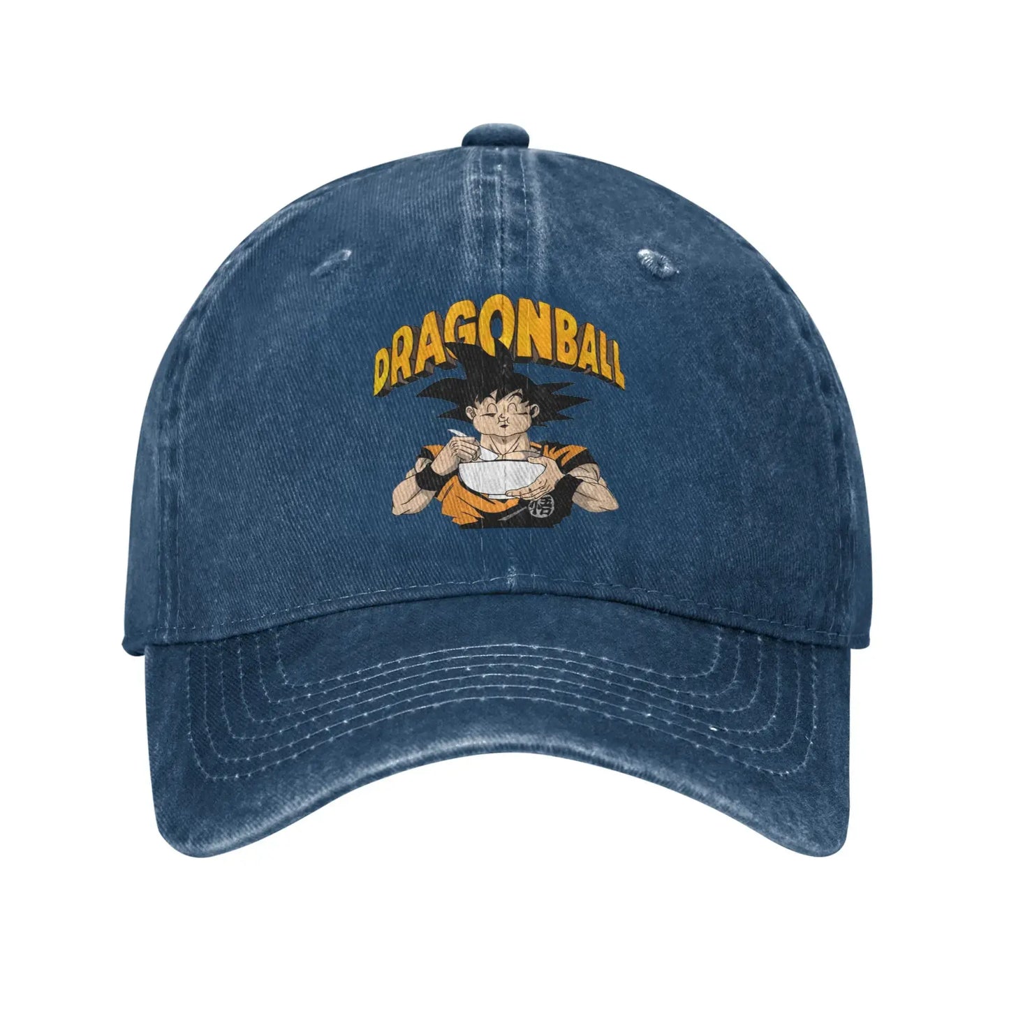 Retro DBZ dragon ball Goku Eating Ramen Baseball Caps Unisex Distressed Washed Sun Cap Outdoor Summer Adjustable Fit Hats Cap, Produit gaming premium Fraquane