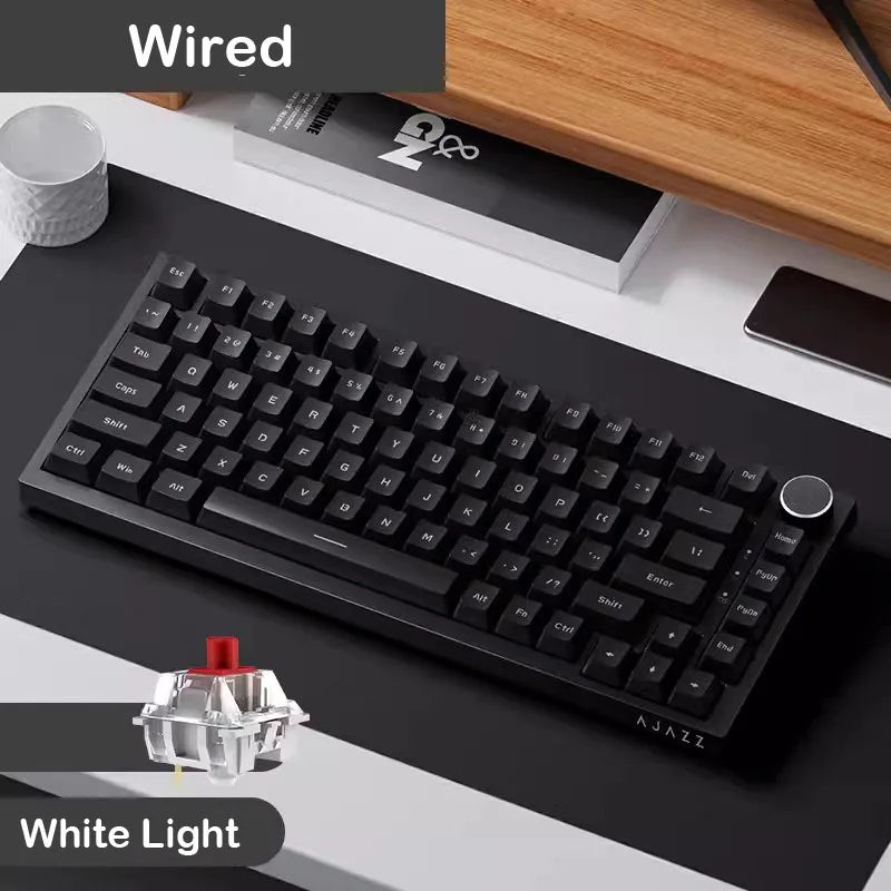 AJAZZ AK820 Pro Wireless Mechanical Gaming Keyboard Tri-Mode RGB Hot-Swappable 82-Key Compact Keyboard for PC, Mac & Laptop