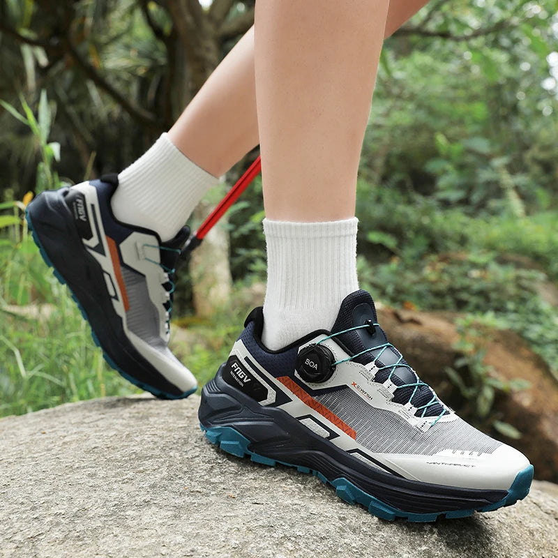 Chaussures de course pour hommes avec boucle rotative, baskets légères en maille respirante pour hommes, chaussures de sport décontractées imperméables pour la salle de sport et l'entraînement