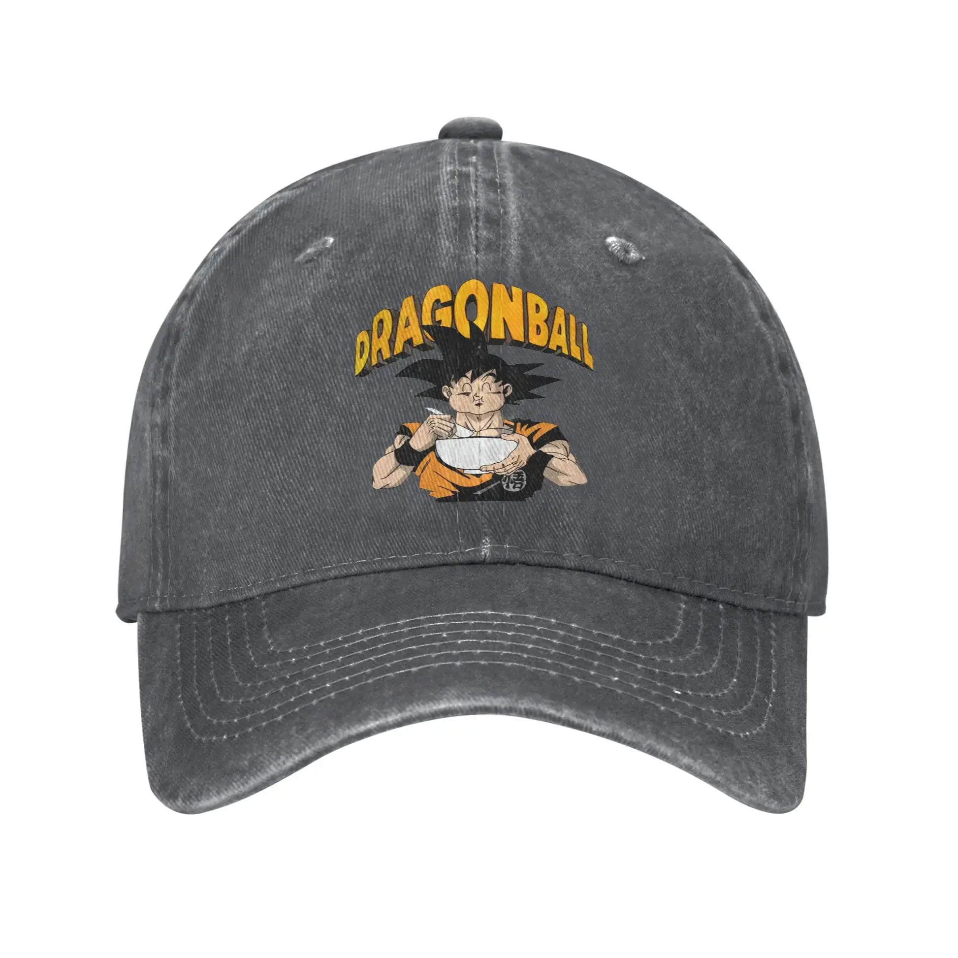 Produit gaming premium Fraquane, Retro DBZ dragon ball Goku Eating Ramen Baseball Caps Unisex Distressed Washed Sun Cap Outdoor Summer Adjustable Fit Hats Cap, équipement gamer