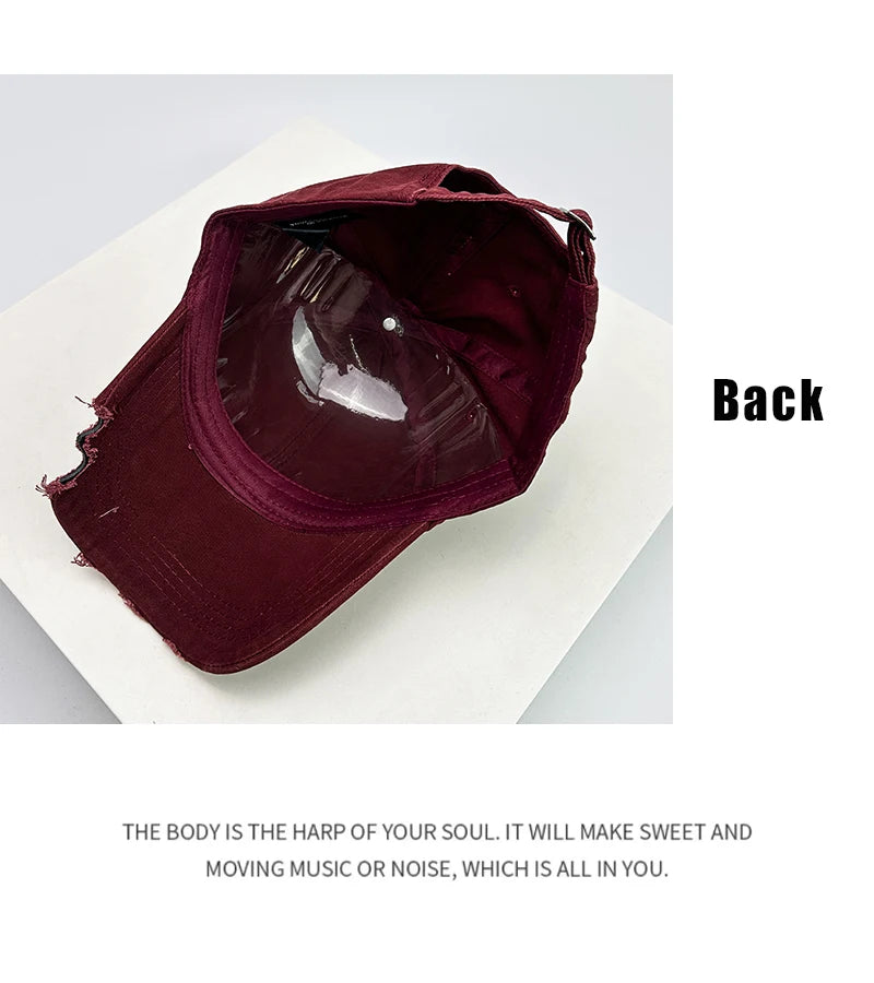 Cappellini da baseball unisex con visiera a tacca, in tessuto a tinta unita, traspiranti, stile "broken", con visiera per proteggersi dal sole, casual, versatili, effetto consumato, alla moda