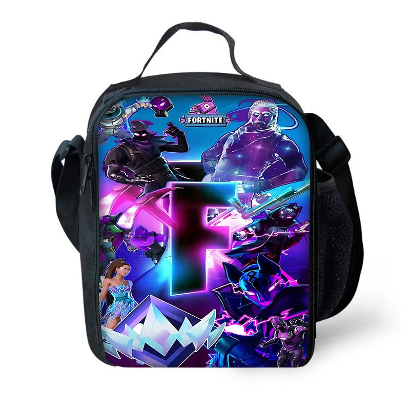 Mochila Escolar Infantil com Lancheira e Estojo, Design de Jogo Popular F-FortniteS, Mochila Escolar para Rapazes e Raparigas, Presente Ideal