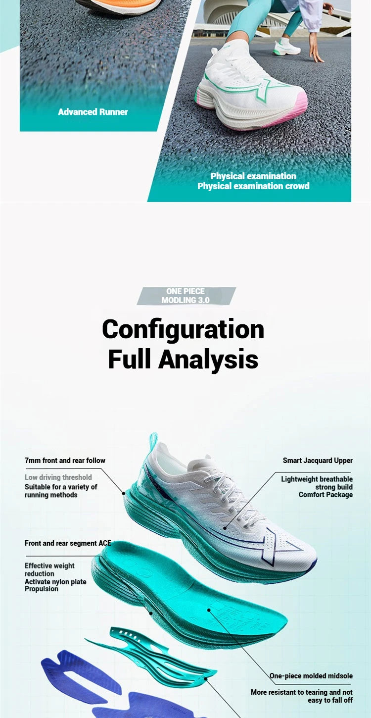 Xtep One Piece Model 3.0 Women Running Shoes 2025 Spring Comfortable Stability Cushion Rebound Racing Soft Sneakers 875218110031