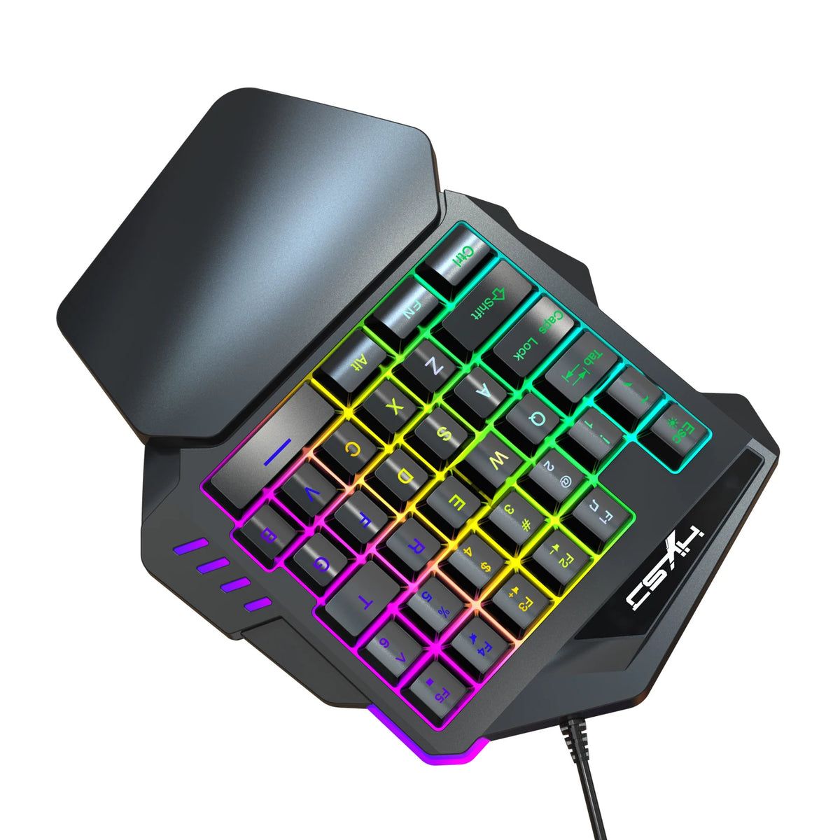 Ergonomic One-Handed Gaming Keyboard, 35-Key Compact Design, RGB Lighting, USB Powered, Thin Film Keys for Enhanced Gaming