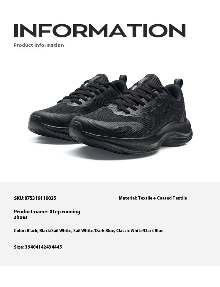 XTEP Running Shoes Men's 2025 Summer Mesh Breathable Comfortable Wear-Resistant Sports Shoes Commuting Casual Shoes 875319110025