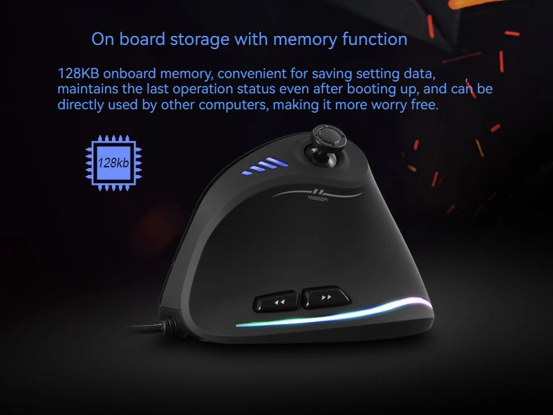 ZELOTES C-18 vertikalni miš s 11 tipki, optički miš s RGB joystickom, programabilni laserski gaming miš za PC računalo i gamere