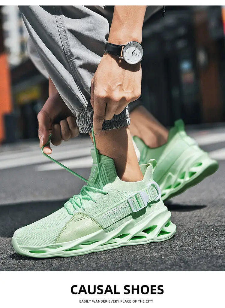 Modische lila Freizeit-Sneaker für Damen und Herren, Blade-Laufschuhe, große Größe 48, leichte, atmungsaktive Sportschuhe für Herren, Mesh-Sneaker