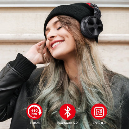 OneOdio Pro-M Wireless Gaming Headphones Bluetooth 5.2 HiFi Stereo Headset 110H Playtime with Mic, Deep Bass Foldable Over-Ear Headphones