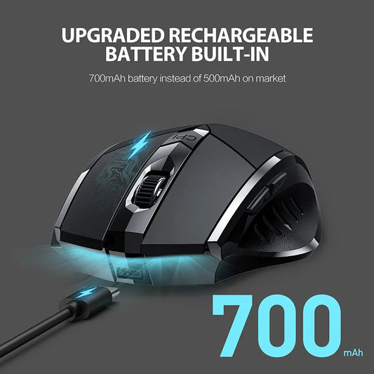 INPHIC PM6BS Wireless Mouse, Tri-Mode Bluetooth 5.0 Ergonomic Rechargeable Mouse with 6 Buttons for Laptop, Mac & PC