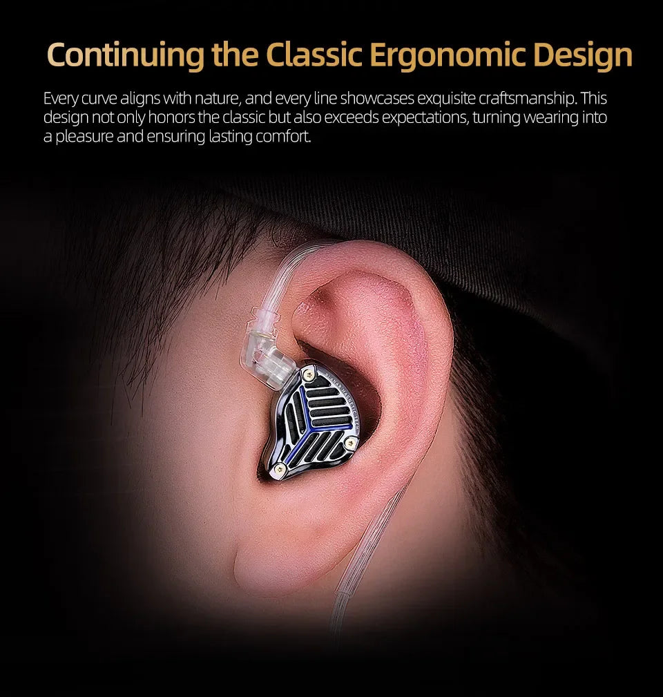 KZ PRX Planar Magnetic IEM Earphones – HiFi Bass In-Ear Monitor Headphones with Silver-Plated Cable