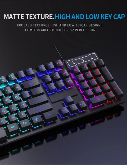 104Keys Wired Keyboard with RGB Backlit Breathing Light Gaming Ergonomic Keyboard And Mouse Set for Computer Laptop Gamer Office
