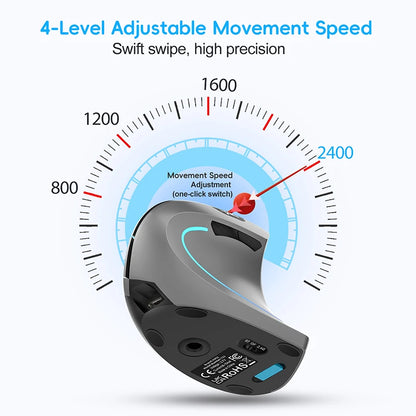 Rechargeable Bluetooth Vertical Mouse Dual-Mode Wireless Silent Gaming Mouse for Windows, Mac OS & Laptop, Ergonomic 2400 DPI Computer Mouse
