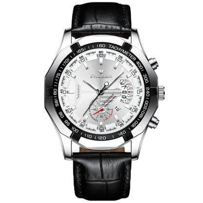 BINBOND luxury quartz wristwatch for men, luminous, water-resistant, automatic date, stainless steel