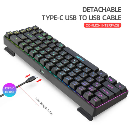 68-Tasten-Gaming-Tastatur, USB-kabelgebunden, tragbar, 20 RGB-Hintergrundbeleuchtungen, koreanische Tastatur für Windows-Laptops und Computer