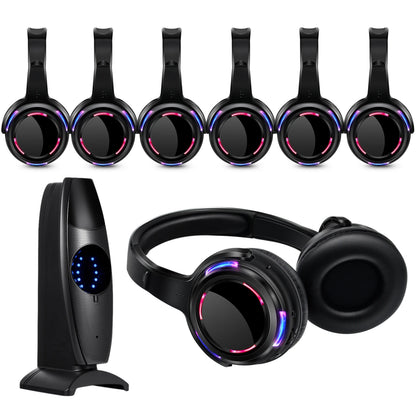 Silent Disco Wireless Headphones with LED Rechargeable Battery RF System for Silent Parties,Clubs,Meeting,Concert