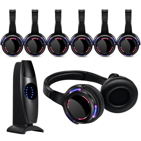 Silent Disco Wireless Headphones with LED Rechargeable Battery RF System for Silent Parties,Clubs,Meeting,Concert