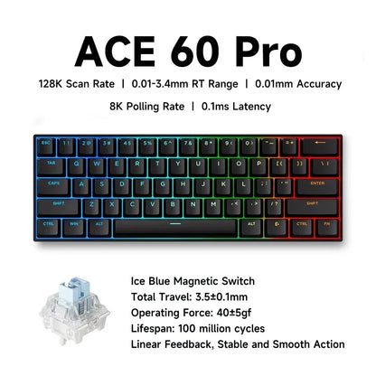 MCHOSE ACE 68 Magnetic Switch Gaming Keyboard Hall Effect Rapid Trigger Programmable RGB 8K Hz DKS/MT/TGL/RS/SOCD Keyboard