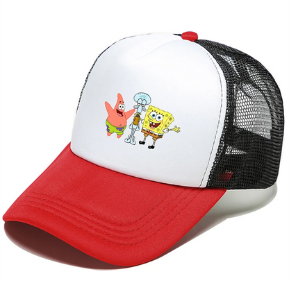 Niedliche SpongeBob-Baseballkappe – Anime, rund, für Kinder, Jungen, Mädchen, Erwachsene – Sport, Freizeit, Sonnenschutz, verstellbar, Film, Cartoon, Schirmmütze aus Netzstoff