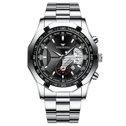 BINBOND luxury quartz wristwatch for men, luminous, water-resistant, automatic date, stainless steel