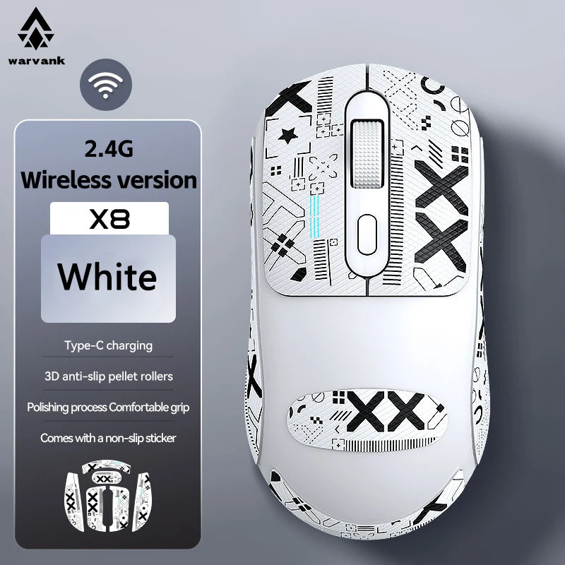 Warvank X8 trådlös gamingmus 500 mAh TYPE-C uppladdningsbar kontorsmus lämplig för bärbara och stationära datorer