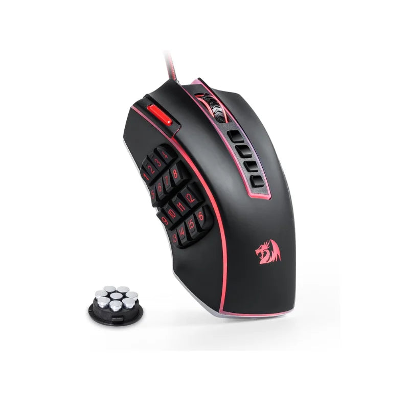 Herná myš Redragon M990 MMO, 32000 DPI, vysoko presná káblová RGB myš pre hráčov s 23 programovateľnými tlačidlami, 16 bočnými makro klávesmi