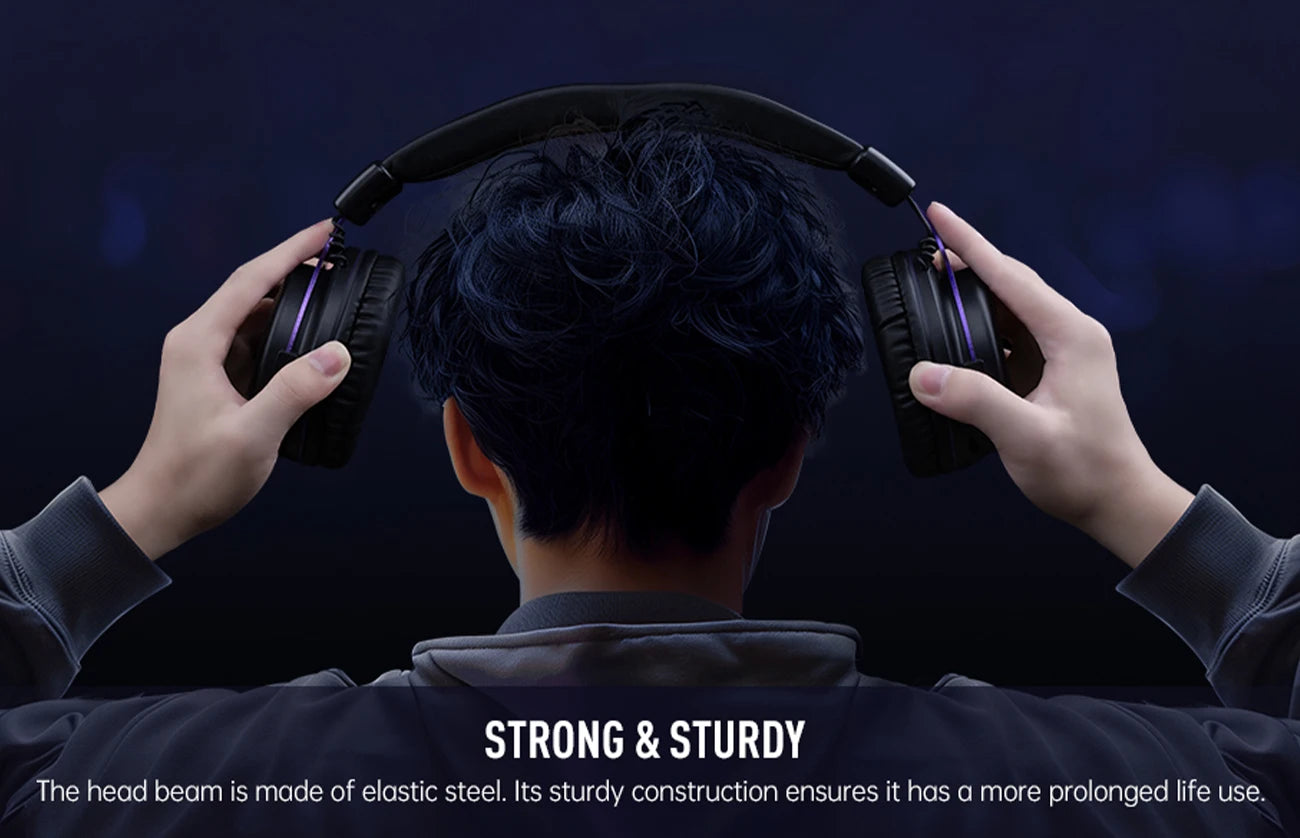 OneOdio EKSA E900 WT Wireless Gaming Headset Tri-Mode Bluetooth 5.3, 2.4GHz RGB Gaming Headset with Noise Cancelling Mic, 80H Battery for PC, PS5, PS4