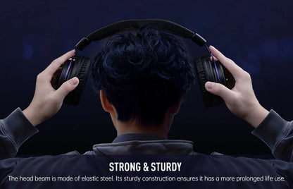 OneOdio EKSA E900 WT Wireless Gaming Headset Tri-Mode Bluetooth 5.3, 2.4GHz RGB Gaming Headset with Noise Cancelling Mic, 80H Battery for PC, PS5, PS4