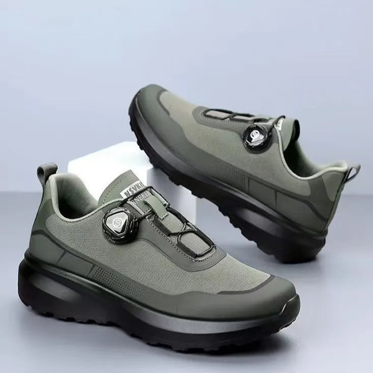 Zapatillas deportivas nuevas para hombre con botón giratorio, de plataforma, para conducir, para caminar, para actividades al aire libre, resistentes al desgaste, para correr y para deporte, talla grande