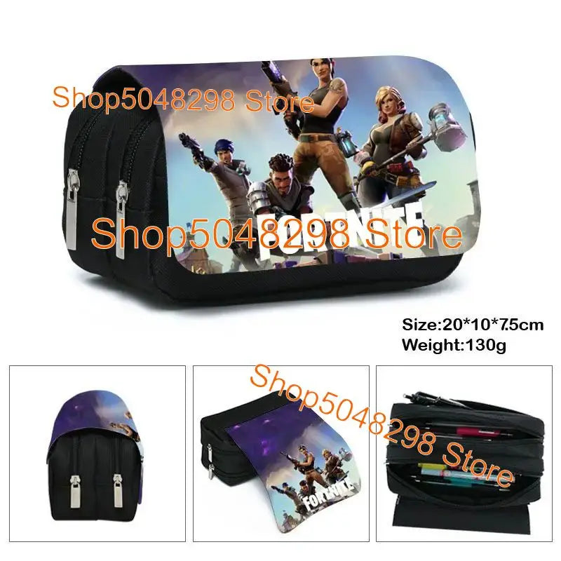 Conjunto de Mochila Fortnited 3PCS para Adolescentes e Estudantes, Saco de Viagem Fortress Night, Mochila Escolar 3D de Jogos Populares