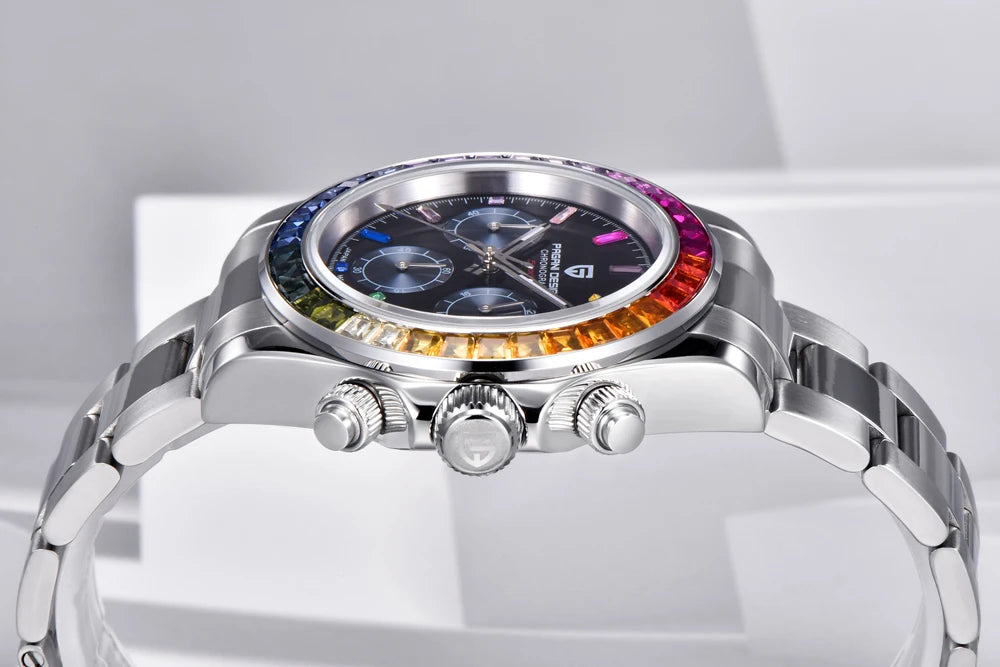 Zegarek męski PAGANI DESIGN – model z kolorowymi tarczami, luksusowy zegarek kwarcowy na rękę, chronograf wyposażony w mechanizm