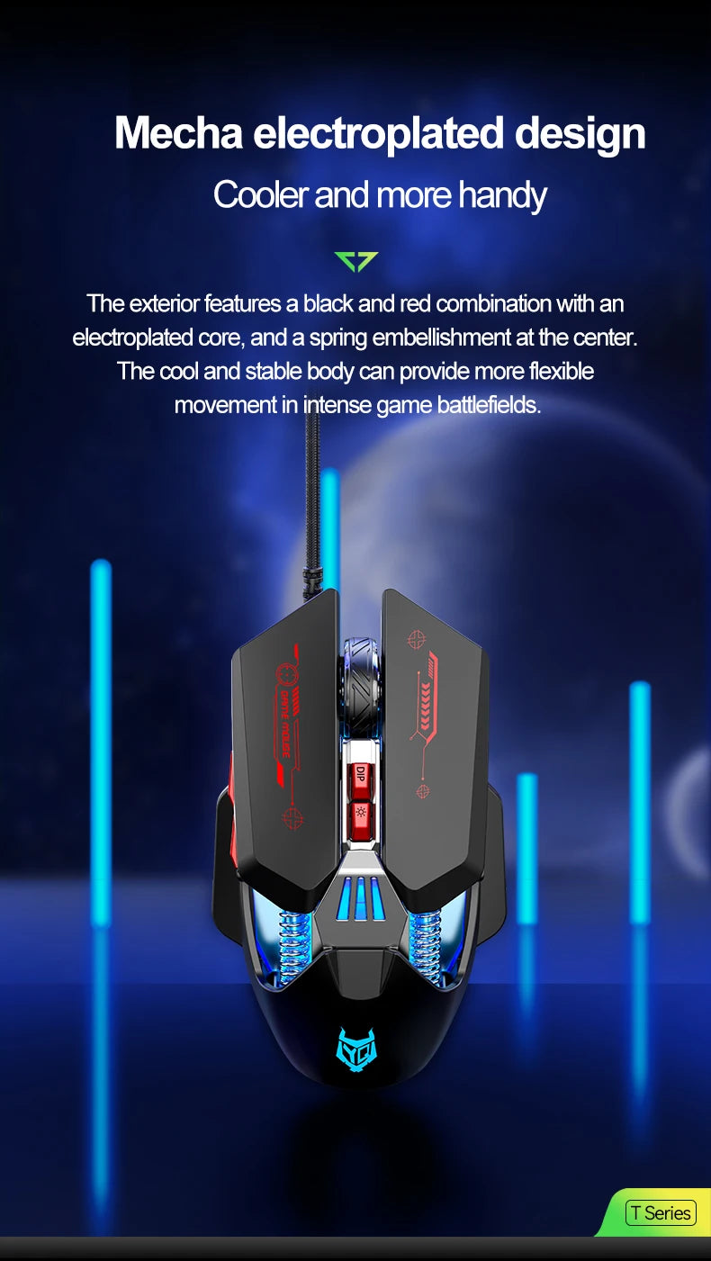 APAYADO T4 Wired Gaming Mouse 12800 DPI RGB Gaming Mouse with 1000Hz Polling Rate, Ultra-Light Cable, 60IPS Precision Mouse for PC & Laptop