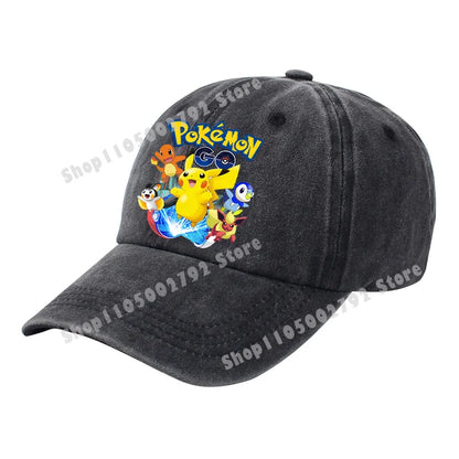 Pokémonové baseballové čepice Pikachu Kawaii Anime postavičky Sluneční klobouky Letní outdoorové sluneční klobouky pro rodiče a děti Módní kšiltovka s kachním jazykem Dárek