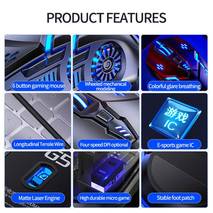 YINDIAO Ergonomic Wired Gaming Mouse RGB LED Backlit 3200DPI 6 Button Mechanical USB Mouse for PC Laptop Computer Gaming