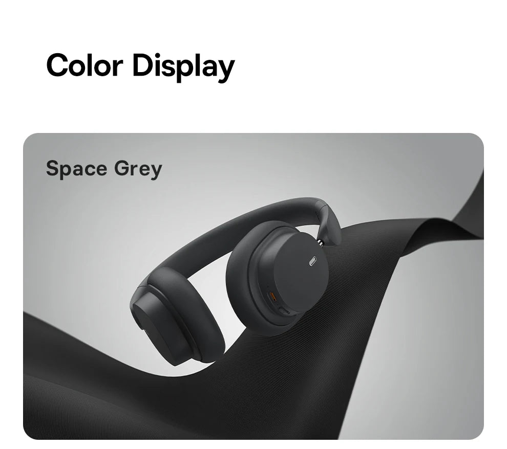 Baseus Bowie D05 Bluetooth 5.3 Wireless Headphones with 40mm HiFi Driver, 70H Battery Life, Spatial Audio, Foldable Over-Ear Headset