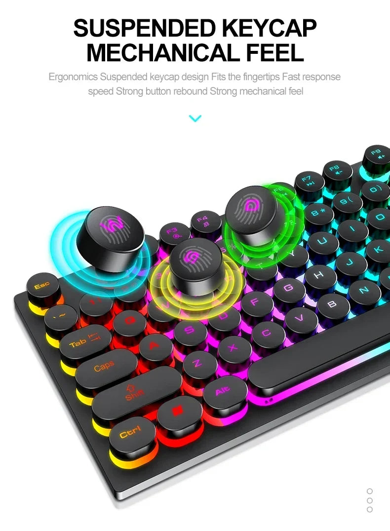 2026NEW RGB Gaming Mechanical Keyboard USB Wired 104 Keys Keyboard Backlit Black Red Blue Light for Computer Laptop Pro Keyboard