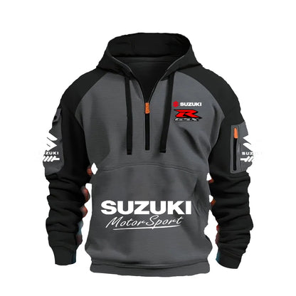 2025 Suzuki Logo Hoodie Motorcycle Racing Cycling Sweatshirt Racing Clothing Sweatshirt Half Zipper Multi-pocket Zipper Hoodie, Produit gaming premium Fraquane, produits de luxe, nouvelle génération, équipement gamer