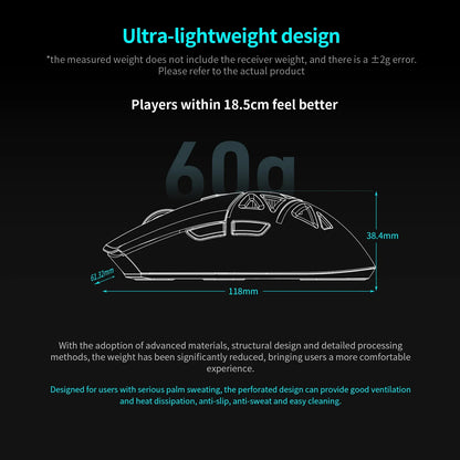 RAWM SL01C Wireless Lightweight Gaming Mouse Tri-Mode Bluetooth PAW3311 RGB Gaming Mouse for PC, Laptop & Office
