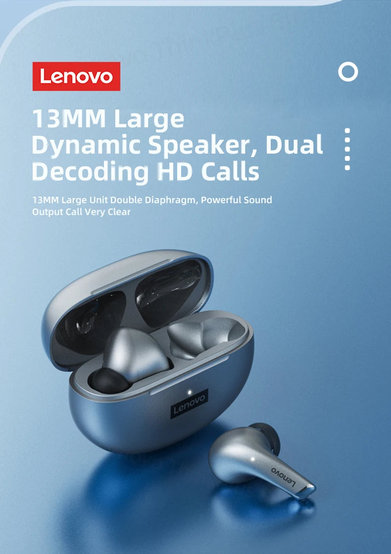 Lenovo LP5 TWS Wireless Bluetooth Earphones with Mic, Lenovo LP5 Gaming Earbuds Bluetooth 5.3 Headphones, Noise Cancelling Sports Earbuds with HD Calls & Charging Case