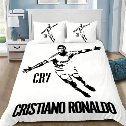 3D navlaka za poplun Football CR7, mekani set posteljine s navlakom za poplun i 1/2 jastučnice, za djecu i odrasle, od mikrovlakana