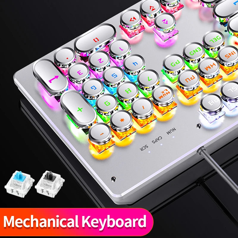 Punk Style 104-Key RGB Backlit Wired Mechanical Keyboard – Hot-Swappable Switches, for PC, Mac & Laptop Gamers