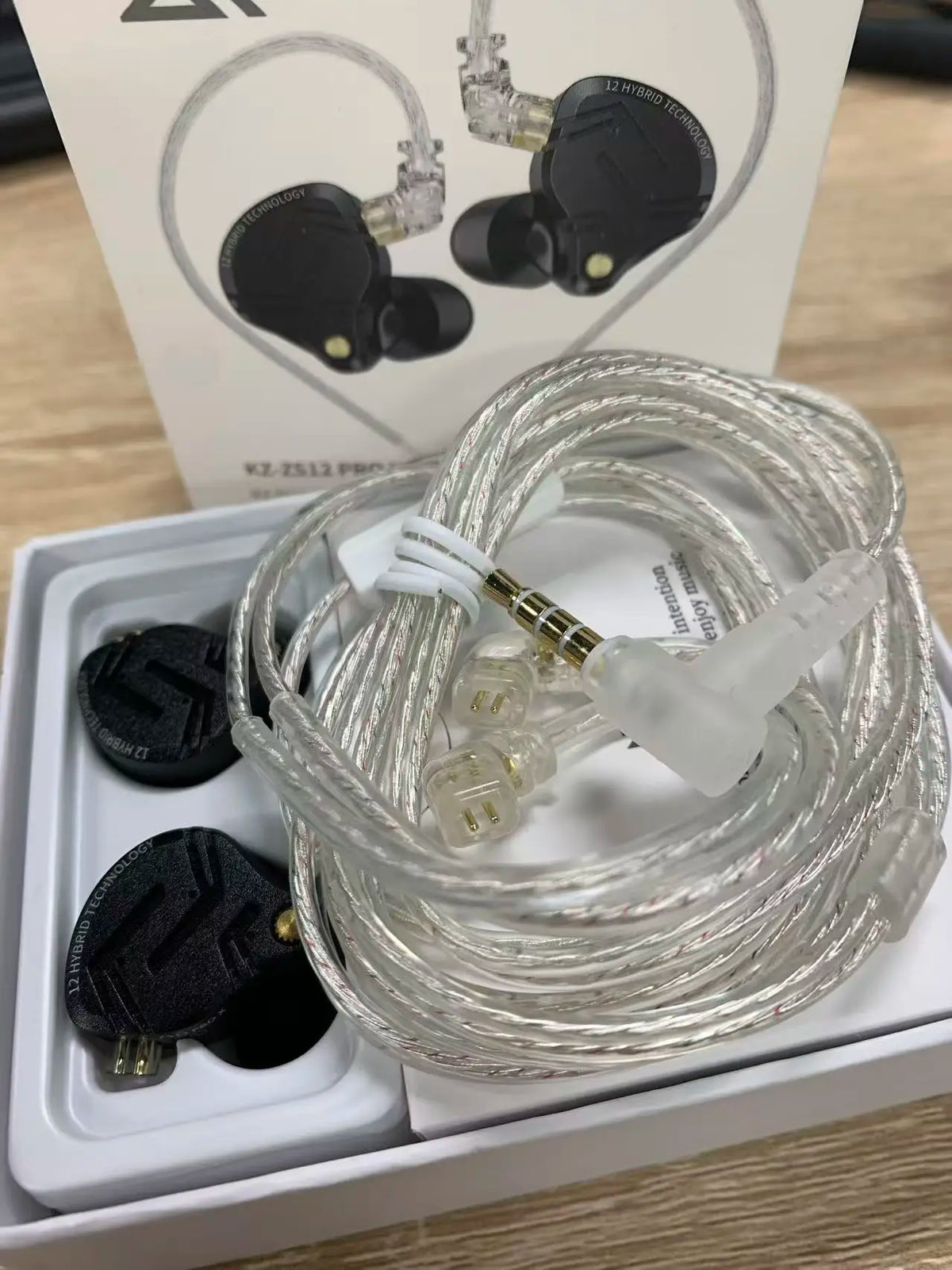 KZ-Écouteurs intra-auriculaires en métal ZS12 PRO X, 1esse + 5BA, HIFI hybride, basse, moniteur, casque, musique, sport, suppression du bruit, casque, nouveauté