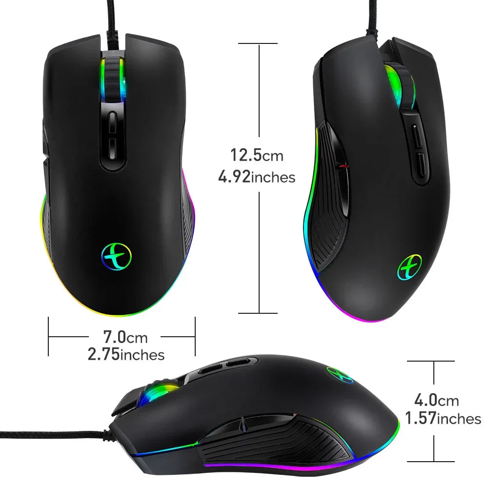 USB Type-C Wired Gaming Mouse RGB with 3200 DPI, Ergonomic Optical Gaming Mouse for MacBook Pro, Windows PC, Chromebook & USB-C Devices
