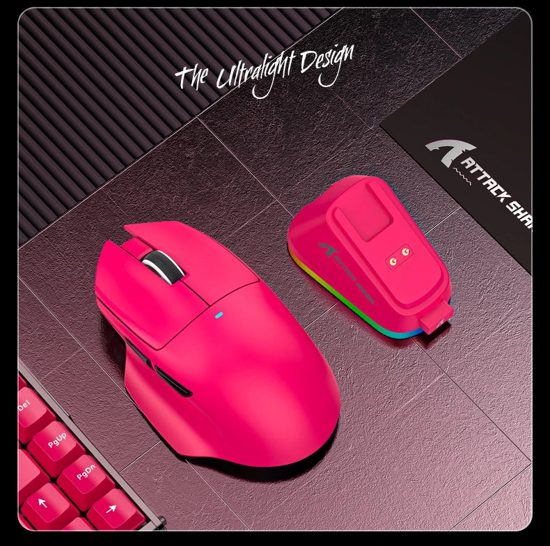 ATTACK SHARK V6 Wireless Gaming Mouse, Superlight RGB Gaming Mouse with Magnetic Charging Dock, PAW3311 Sensor, Tri-Mode Bluetooth Gaming Mouse