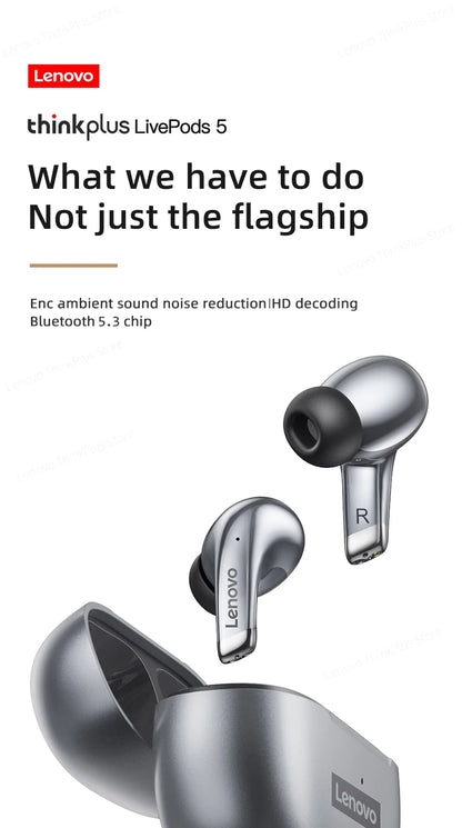Lenovo LP5 TWS Wireless Bluetooth Earphones with Mic, Lenovo LP5 Gaming Earbuds Bluetooth 5.3 Headphones, Noise Cancelling Sports Earbuds with HD Calls & Charging Case
