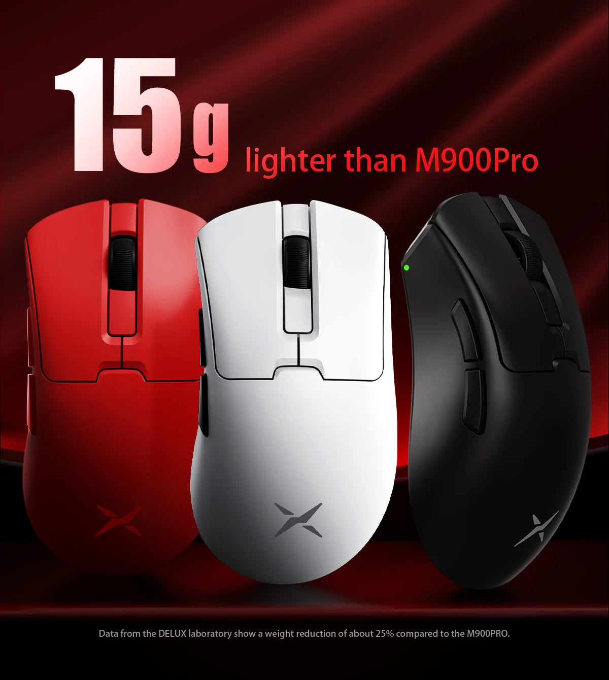 Delux M900PRO Ultra-Light Wireless Gaming Mouse, PAW3395 26K DPI, 1K/8K Polling Rate, Ergonomic Gaming Mouse for Large Hands, 50g PC Gaming Mouse