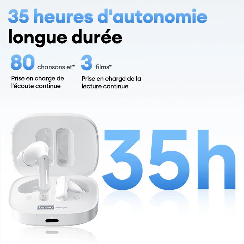 Lenovo LE209 Gaming Headset Wireless Bluetooth 6.0 Earbuds with ANC Noise Reduction, 35H Battery Life Sports Earphones, Waterproof Low Latency Gaming Headphones